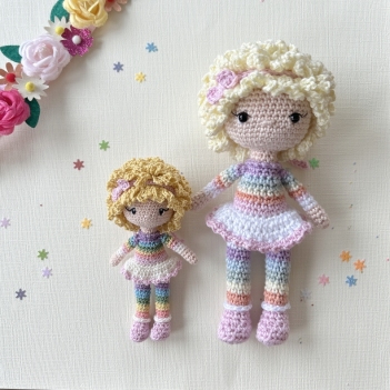 Stella, the rainbow doll amigurumi pattern by Galounette Crochete