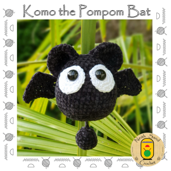 Komo the Pompom Bat amigurumi pattern by Neith Sand Crochet