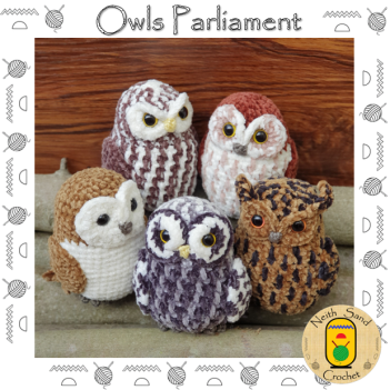 Owls Parliament amigurumi pattern by Neith Sand Crochet