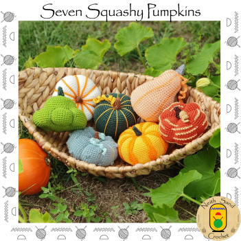 Seven Squashy Pumpkins amigurumi pattern by Neith Sand Crochet
