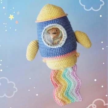 The rainbow rocket amigurumi pattern by Cocorumi Design