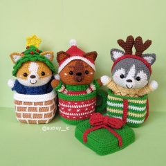 Surprise Christmas Puppies amigurumi by Audrey Lilian Crochet