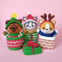 Surprise Christmas Puppies amigurumi pattern by Audrey Lilian Crochet