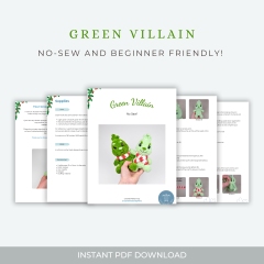 No-Sew Green Villain amigurumi by Crochet Pattern By Nina