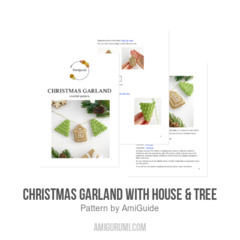 Christmas garland with house & tree amigurumi pattern by AmiGuide