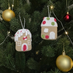 Gingerbread houses ornament amigurumi pattern by AmiGuide