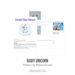 Baby Unicorn amigurumi pattern by Pattern4Craft