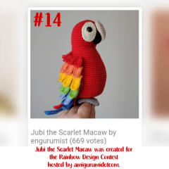 Jubi the Scarlet Macaw amigurumi pattern by engurumist