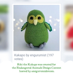 Riki the Kakapo amigurumi pattern by engurumist