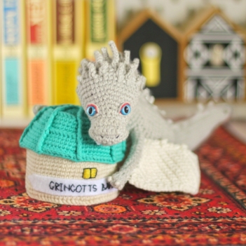 White Dragon & Bank Coin Box amigurumi pattern by Crochery