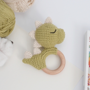 Dinosaur baby rattle  amigurumi pattern by AmiGuide