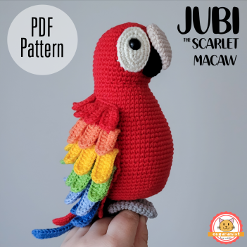 Jubi the Scarlet Macaw amigurumi pattern by engurumist