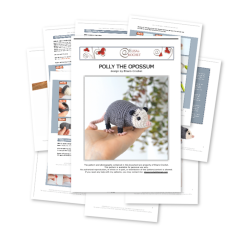 Polly the Opossum amigurumi pattern by Elisas Crochet