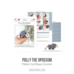 Polly the Opossum amigurumi pattern by Elisas Crochet