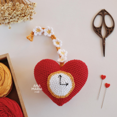 Heart Clock amigurumi pattern by Ana Maria Craft