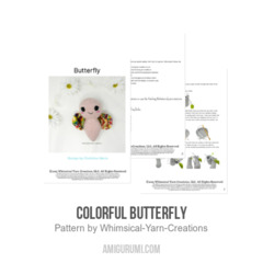 colorful butterfly amigurumi pattern by Whimsical Yarn Creations