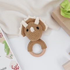 Dinosaur Triceratops rattle toy amigurumi by AmiGuide