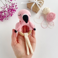 Flamingo baby rattle amigurumi pattern by AmiGuide