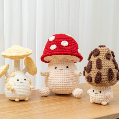Crochet mushroom family 