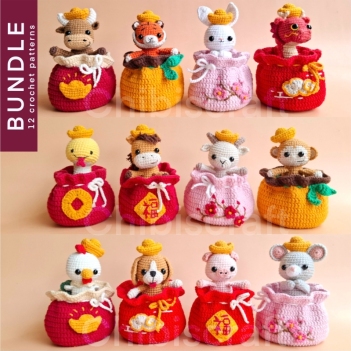 Peekaboo Zodiac Animals amigurumi pattern by Chibiscraft