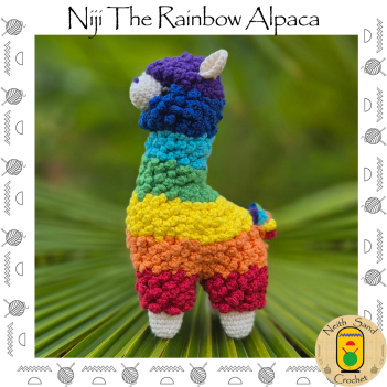 Niji the Rainbow Alpaca amigurumi pattern by Neith Sand Crochet