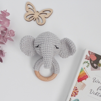 Elephant baby rattle amigurumi pattern by AmiGuide