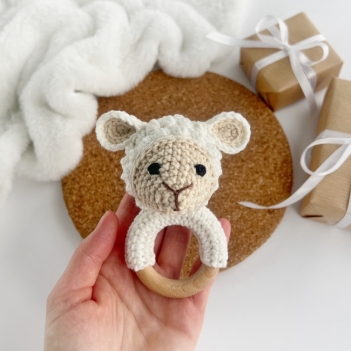 Sheep baby rattle amigurumi pattern by AmiGuide
