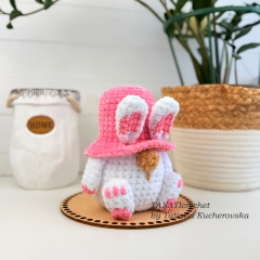 Easter bunny with pink hat amigurumi pattern by TANATIcrochet