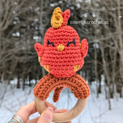 Felix the phoenix rattle amigurumi pattern by Cosmos.crochet.qc