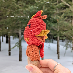 Felix the phoenix rattle amigurumi pattern by Cosmos.crochet.qc
