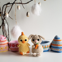 Easter eggs with chick and bunny amigurumi pattern by Schipper Amigurumi