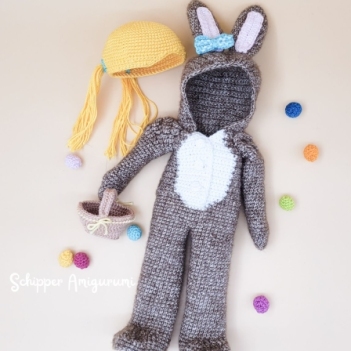 Outfit Bunny for doll Robin amigurumi pattern by Schipper Amigurumi