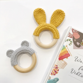 Bunny & bear ears baby teether amigurumi pattern by AmiGuide