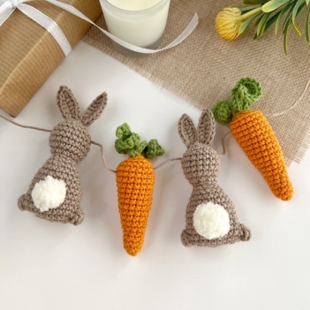 Bunny & carrot Easter garland amigurumi pattern by AmiGuide