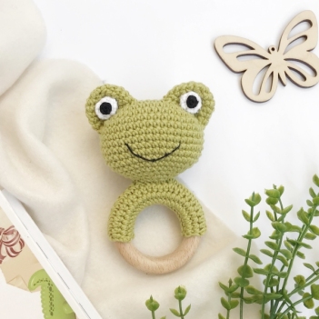 Frog baby rattle  amigurumi pattern by AmiGuide