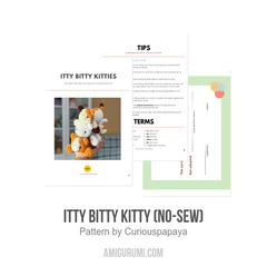 Itty Bitty Kitty (no-sew) amigurumi pattern by Curiouspapaya