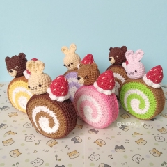 Bunny Bear Roll Cake amigurumi by Audrey Lilian Crochet
