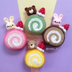 Bunny Bear Roll Cake amigurumi pattern by Audrey Lilian Crochet