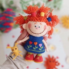 Little redhead doll Bella amigurumi pattern by Iryna Zubova