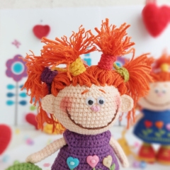 Little redhead doll Bella amigurumi by Iryna Zubova