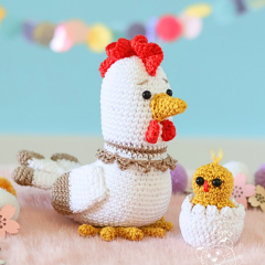 Momma hen and her chick amigurumi pattern by LikeALigerCrochet