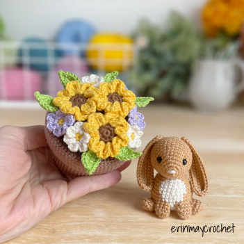 Fiona Rabbit and the Garden Pot amigurumi pattern by erinmaycrochet