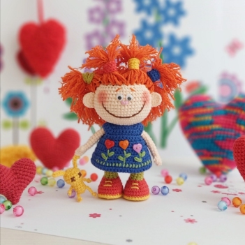 Little redhead doll Bella amigurumi pattern by Iryna Zubova