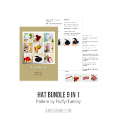 Hat bundle 9 in 1 amigurumi pattern by Fluffy Tummy