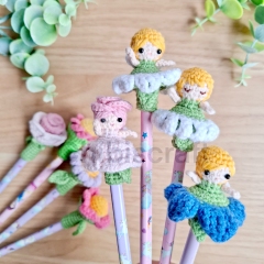 Reversible Flower Pencil Topper amigurumi pattern by Chibiscraft