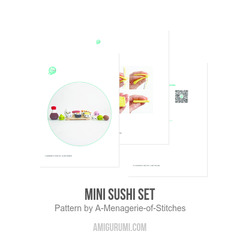Mini Sushi Set amigurumi pattern by A Menagerie of Stitches