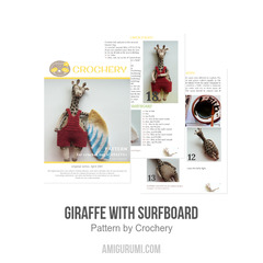 Giraffe with Surfboard amigurumi pattern by Crochery