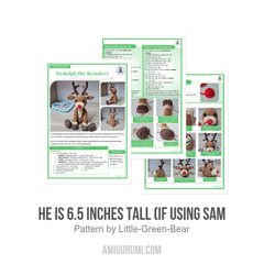 He is 6.5 inches tall (if using sam amigurumi pattern by Little Green Bear