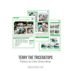 Terry the Triceratops amigurumi pattern by Little Green Bear