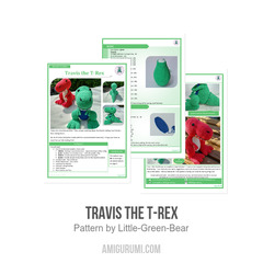 Travis the T-Rex amigurumi pattern by Little Green Bear